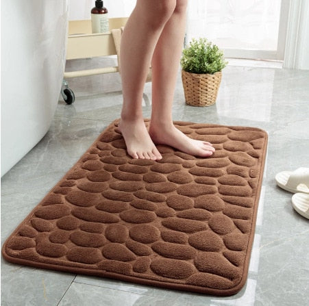 Cobblestone Embossed Bathroom Bath Mat Non-slip Carpets In Wash Basin Bathtub Side Floor Rug Shower Room Doormat Memory Foam Pad - V.I.P Digital Presence