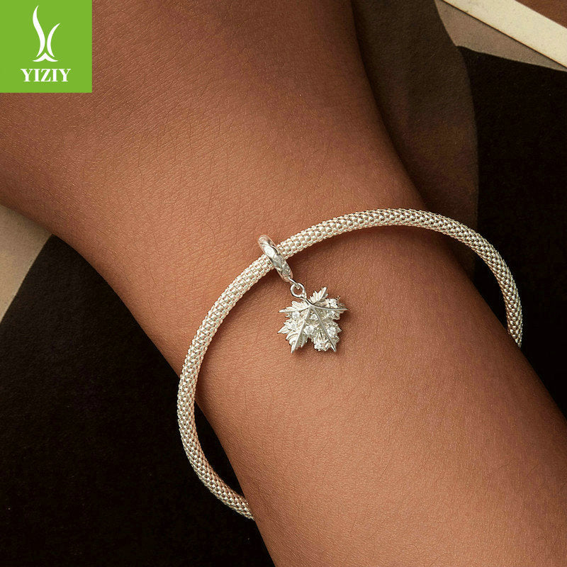 ilver Charm Original New Sparkling Maple Leaf DIY Pendant String Decoration Romantic Autumn Leaves s925 Silver Bracelet Beads - V.I.P Digital Presence
