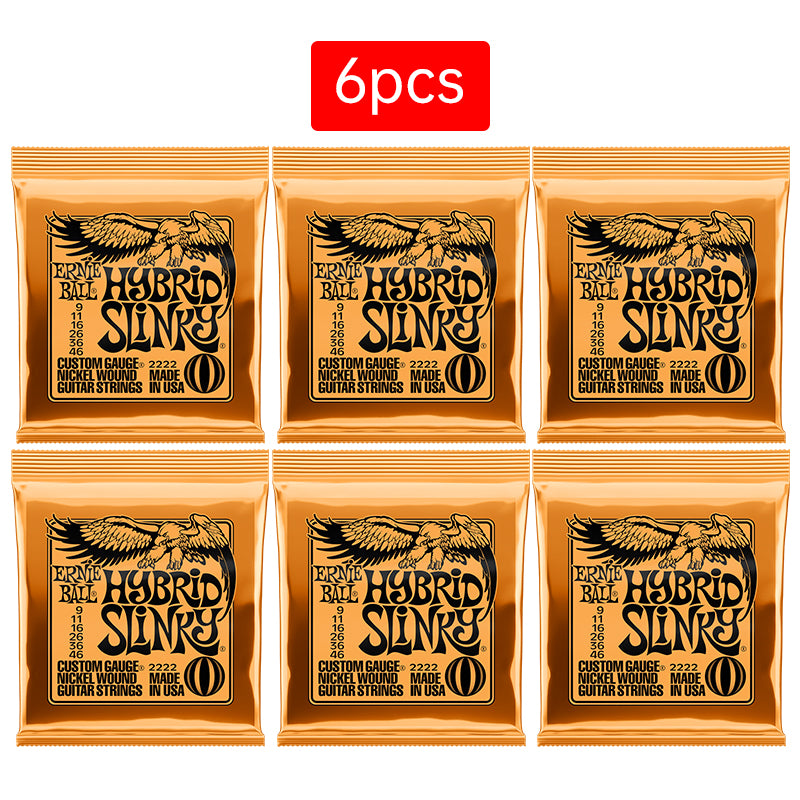 6 sets of Ernie Ball Slinky guitar strings (models 2003, 2215, 2223, 2221, nickel - wound) for electric & acoustic guitars - V.I.P Digital Presence