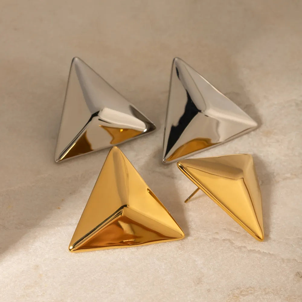 Stainless Steel 3D Triangle Earrings - V.I.P Digital Presence