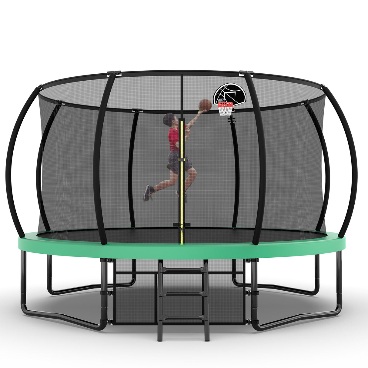 12FT Recreational Kids Trampoline with Safety Enclosure Net & Ladder, Outdoor Recreational Trampolines - V.I.P Digital Presence