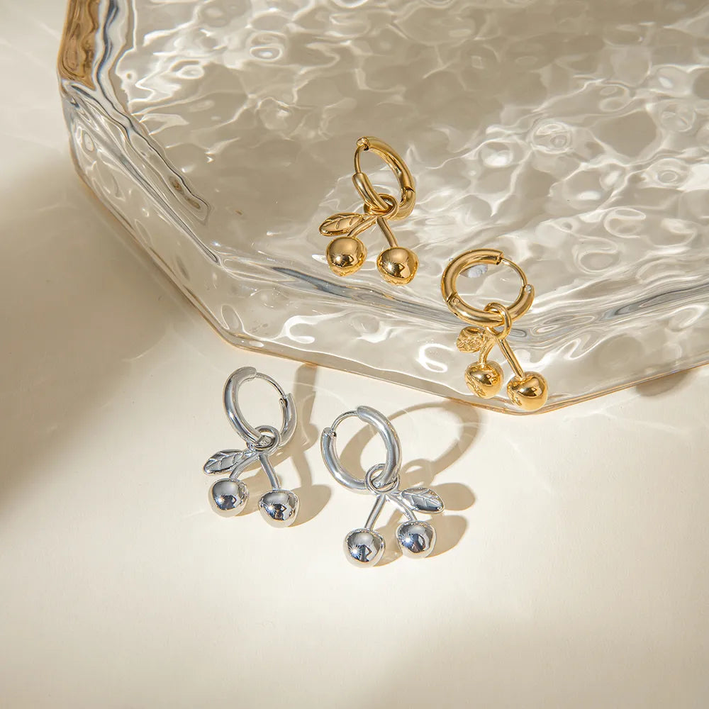 Stainless Steel Cherry Drop Earrings - V.I.P Digital Presence