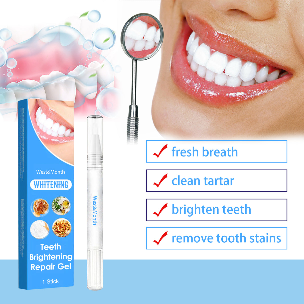 Teeth Brightening Repair Gel, Oral Care Beauty Cleaning Teeth White Brightening Pen - V.I.P Digital Presence