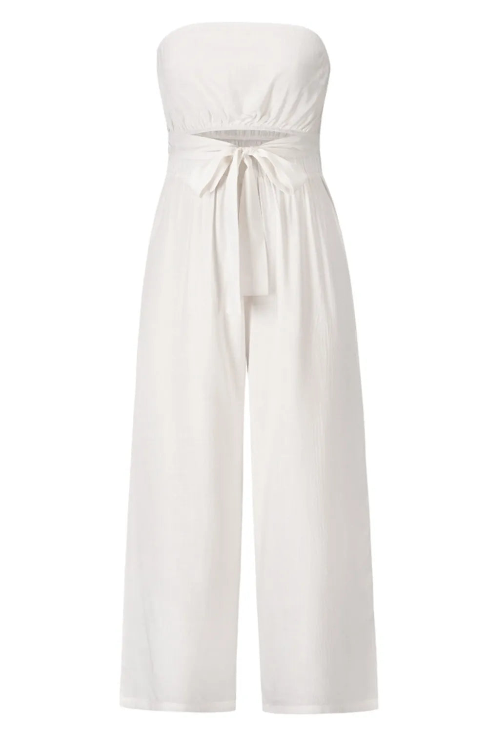 Tied Cutout Tube Wide Leg Jumpsuit - V.I.P Digital Presence