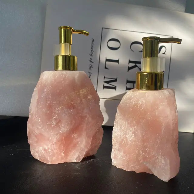 1 PCS Natural Pink Crystal Stone Press Bottle Dispenser 30ml Liquid Dispenser Shower Gel Wash Light Luxury Bathroom Accessory - V.I.P Digital Presence