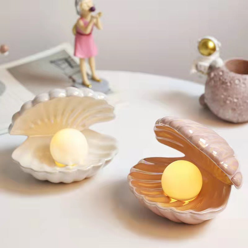 Creative Shell Night Light Bedroom Headlight Nordic Internet Celebrity Girl Heart Dream Pearl Ceramic Light Desktop Decoration - V.I.P Digital Presence
