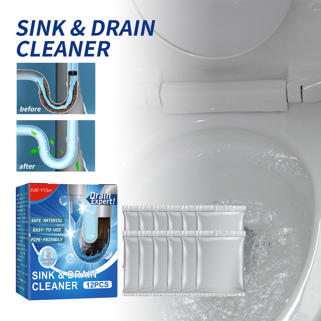 Drain Cleaner, Toilet Kitchen Drain Anti-Clogging Deodorant Dredging Cleaner - V.I.P Digital Presence