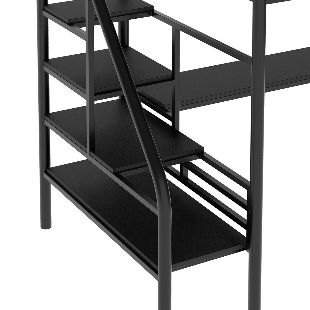 Metal Loft Bed Frame with Desk No Box Spring Needed Twin Black