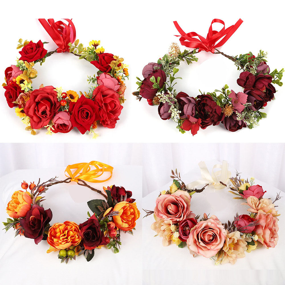 Korean style flower garland headwear, fresh flower crown, fashion show, dance party, flower crown, vacation, countryside props, - V.I.P Digital Presence