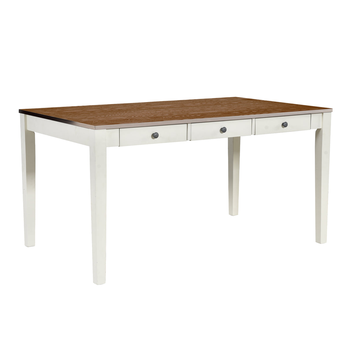 TOPMAX Mid-Century 6-Piece Wood Dining Table Set, Kitchen Table Set with Drawer Upholstered Chairs and Bench Butter Milk