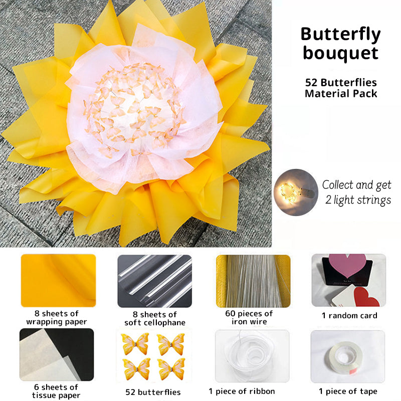 New DIY Butterfly Bouquets Handmade Butterfly Flower Material Package Bouquet with Light String Wedding Decor Gift for Girlfrien - V.I.P Digital Presence