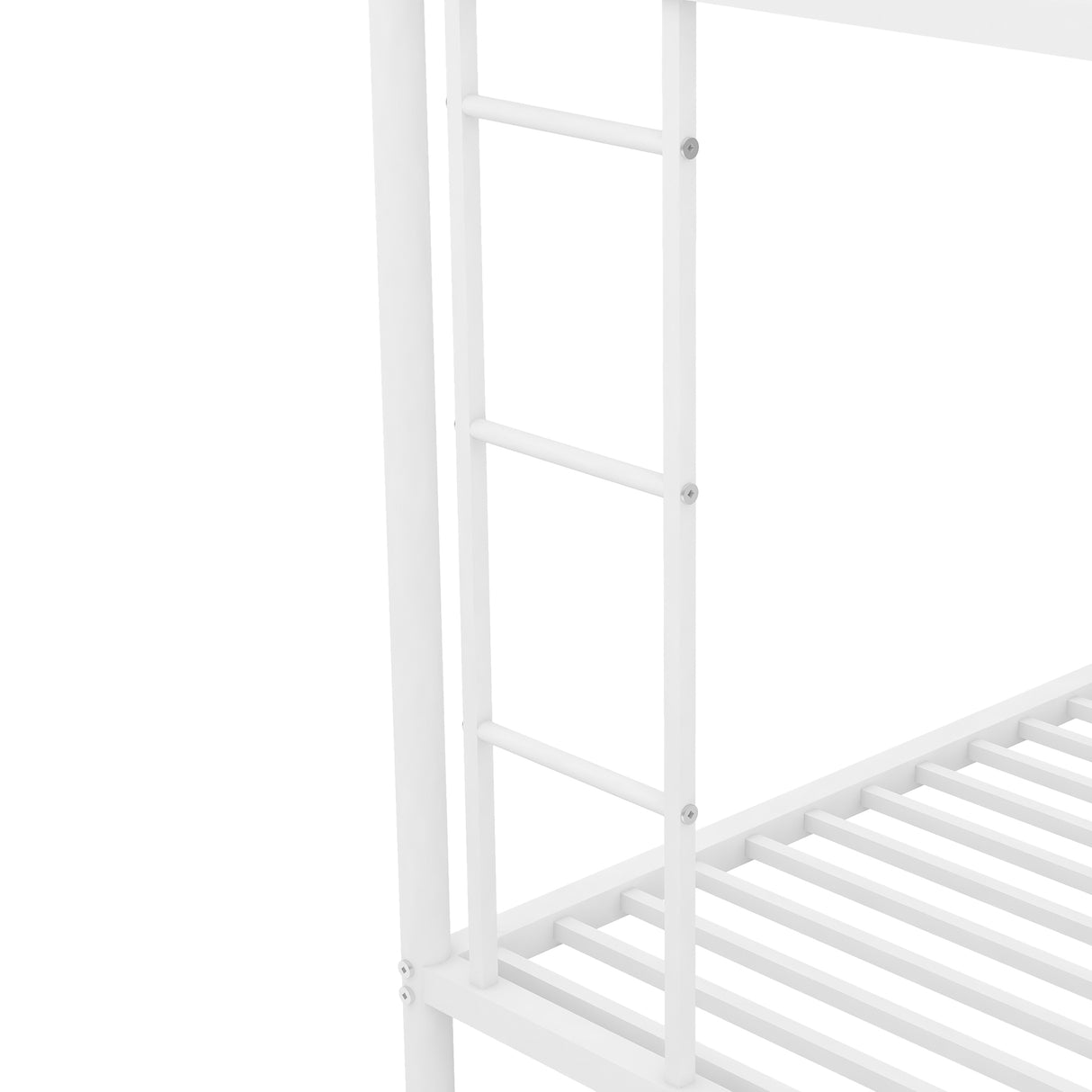 Twin over Full Bed with Sturdy Steel Frame Bunk Bed with Twin Size Trundle Two-Side Ladders White