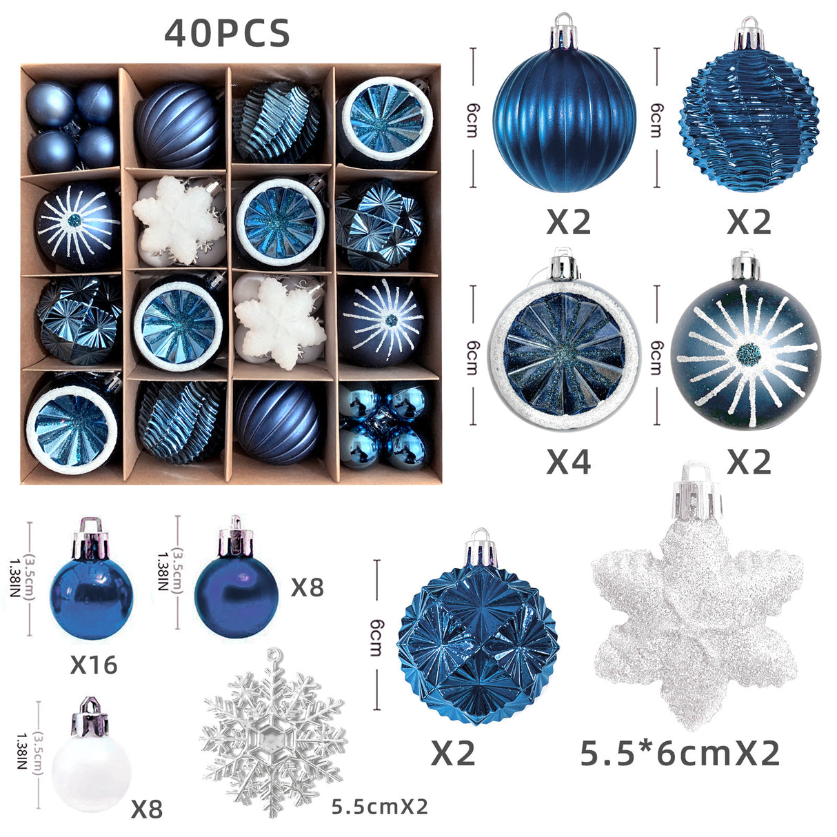 Christmas decoration 6cm electroplated ball plastic ball special-shaped painted Christmas ball gift Christmas tree pendant - V.I.P Digital Presence