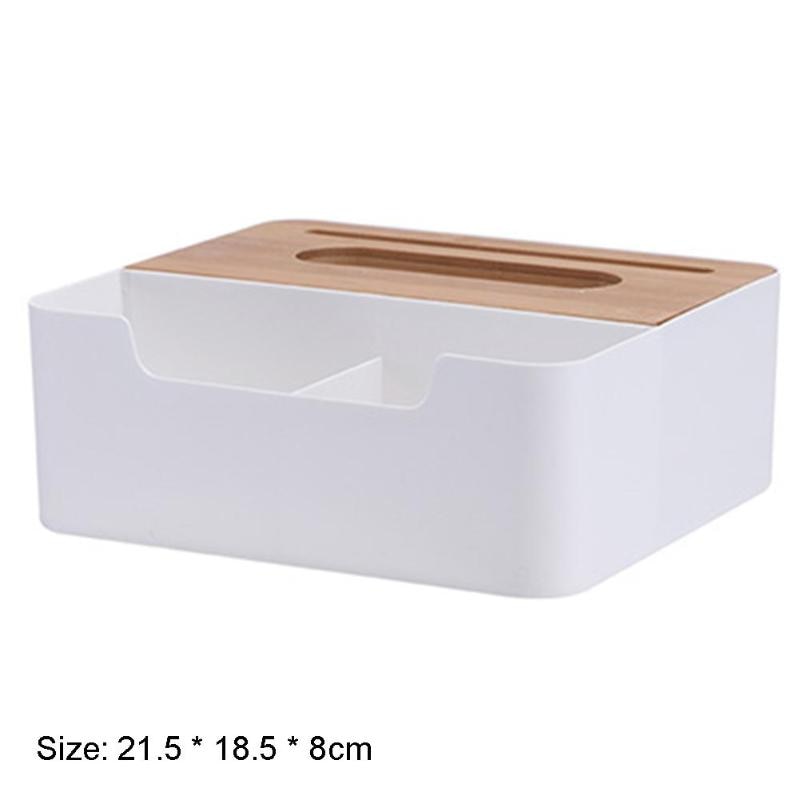 Multi-functional Plastic Tissue Box with Bamboo Wooden Cover Phone Slot Home Kitchen Napkin Case Holder Storage Decoration - V.I.P Digital Presence