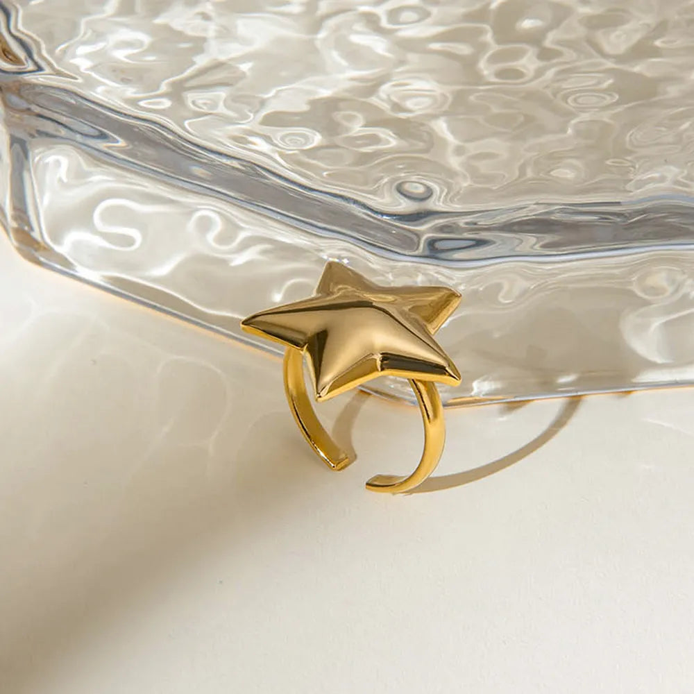 18K Gold-Plated Stainless Steel Star Ring - V.I.P Digital Presence