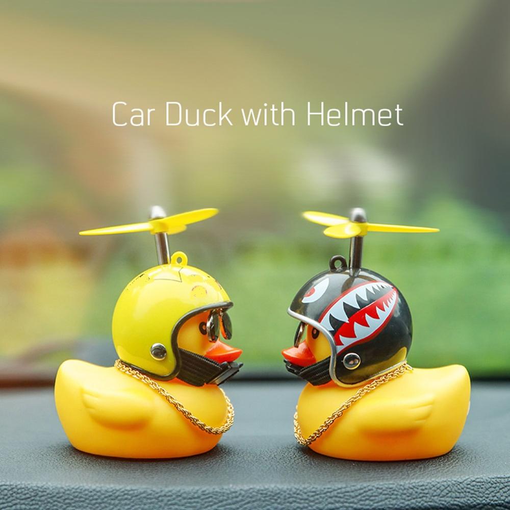 Car Duck with Helmet Broken Wind Small Yellow Duck Road Bike Motor Helmet Riding Cycling Car Accessories Decor Without Lights - V.I.P Digital Presence