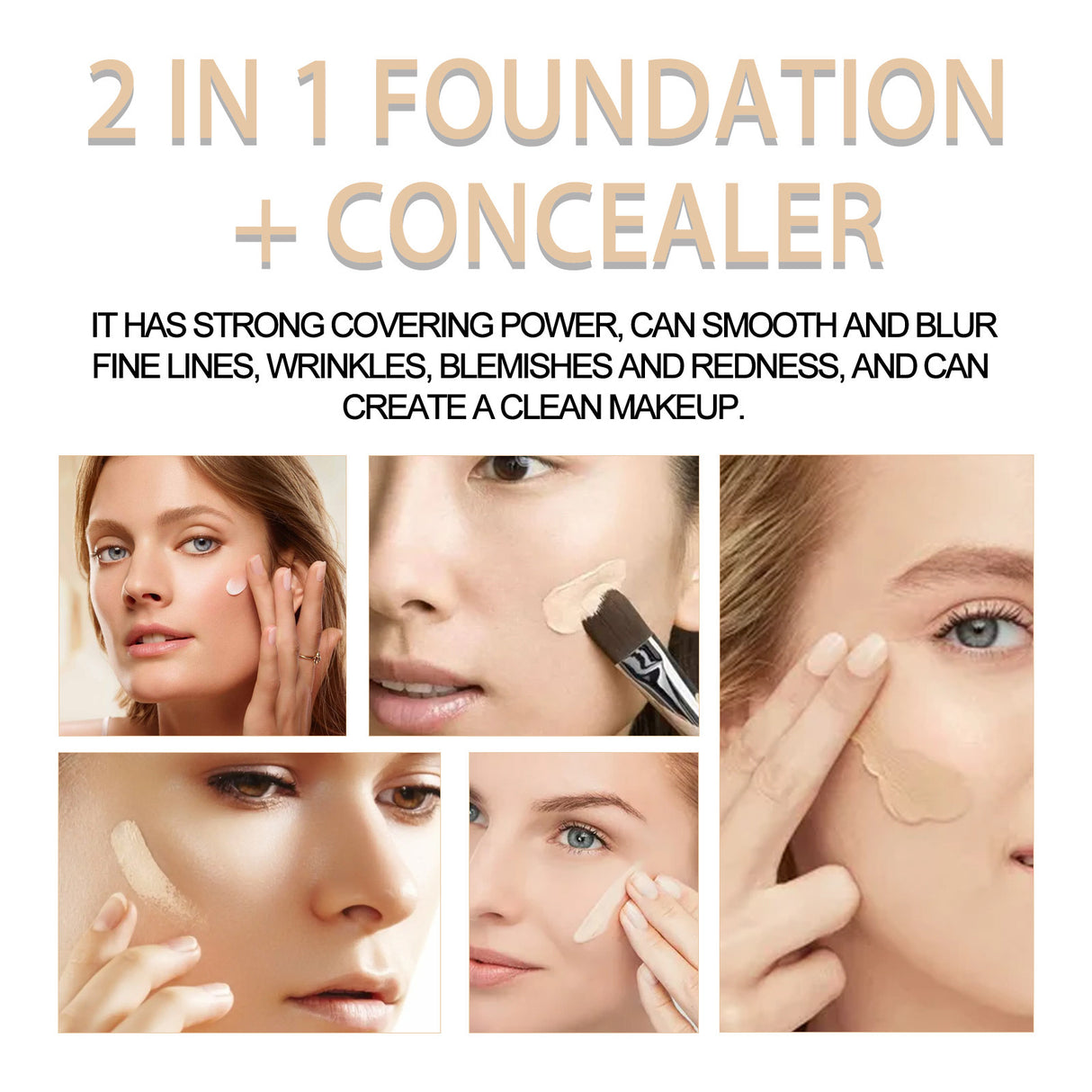 2 In 1 Foundation + Concealer, Blemish Print Natural Concealer Long-Lasting Makeup Invisible Pore Concealer - V.I.P Digital Presence