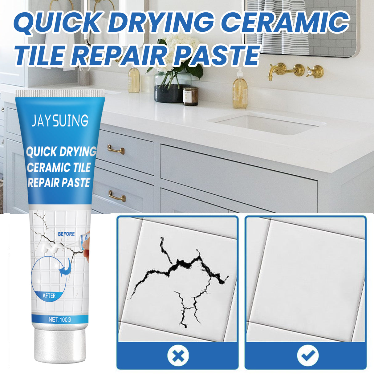 Tile Repair Glue, Bathtub Marble Furniture Floor Tile Toilet Crack Repair Glue Paste - V.I.P Digital Presence