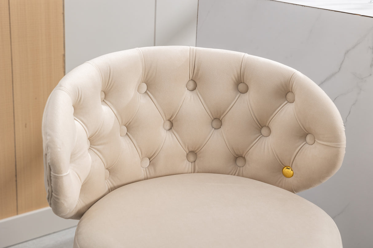 COOLMORE Counter Height Bar Stools Set of 2 for Kitchen Counter Solid Wood Legs with a fixed height of 360 degrees Beige