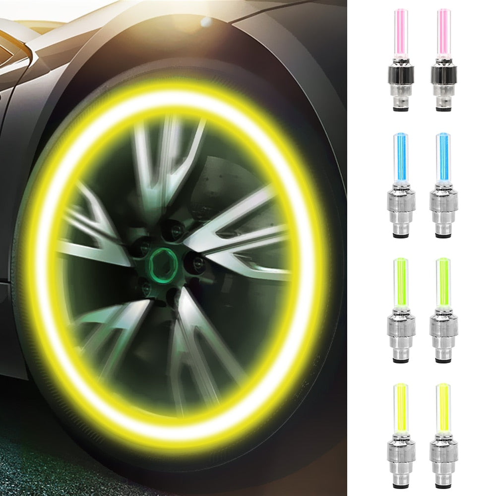 FORAUTO 2PCS Car Wheel LED Light Motocycle Bike Light Tire Valve Cap Decorative Lantern Tire Valve Cap Flash Spoke Neon Lamp - V.I.P Digital Presence