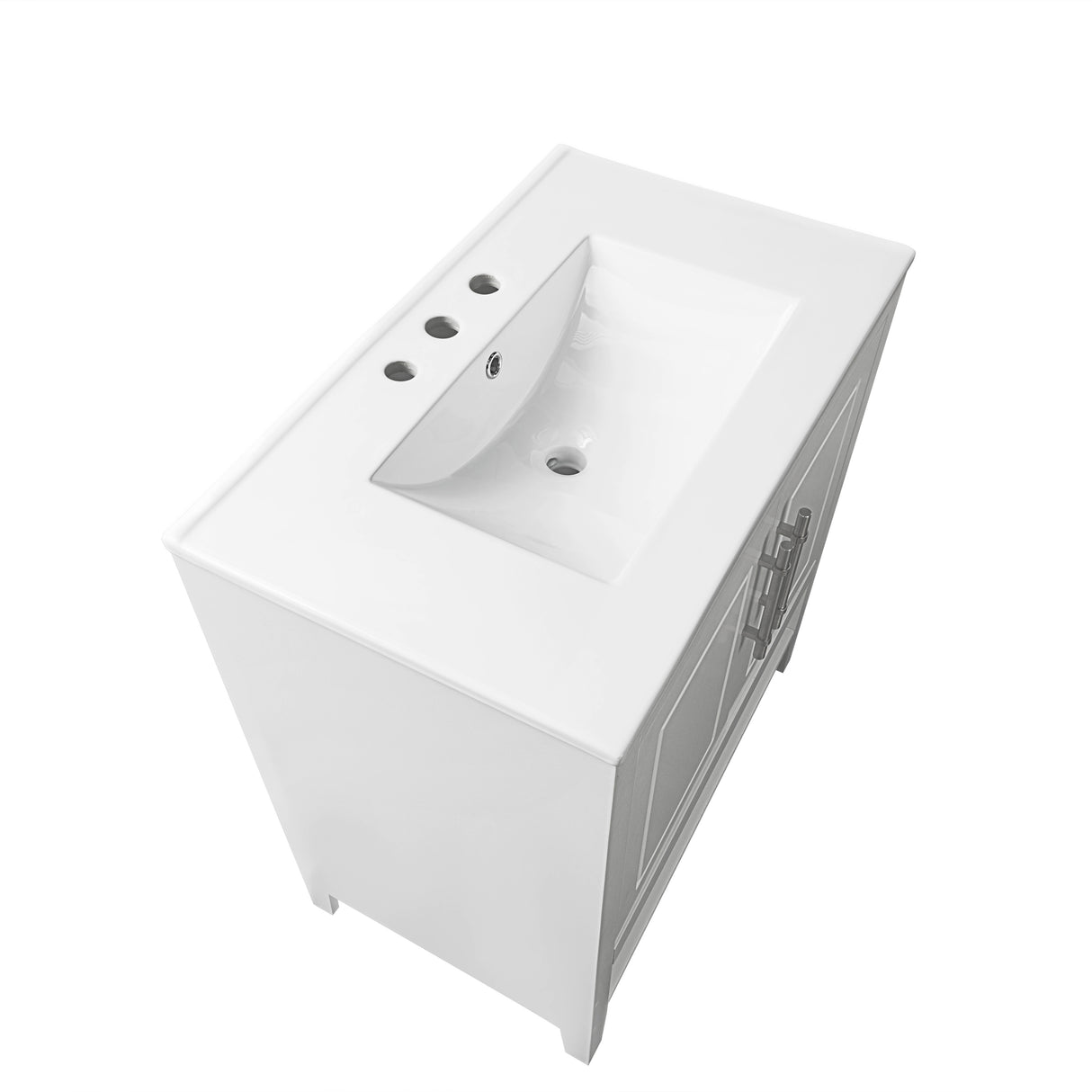 30" Bathroom Vanity with Sink Multi-functional Bathroom Cabinet with Doors and Drawers Solid Frame and MDF Board, White - V.I.P Digital Presence