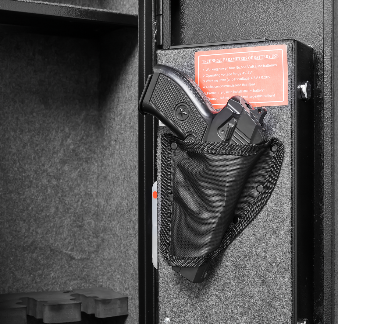 5 gun safes with 3 pistol pockets, quick access biometric adjustable heavy-duty gun rack mounted gun safes - V.I.P Digital Presence