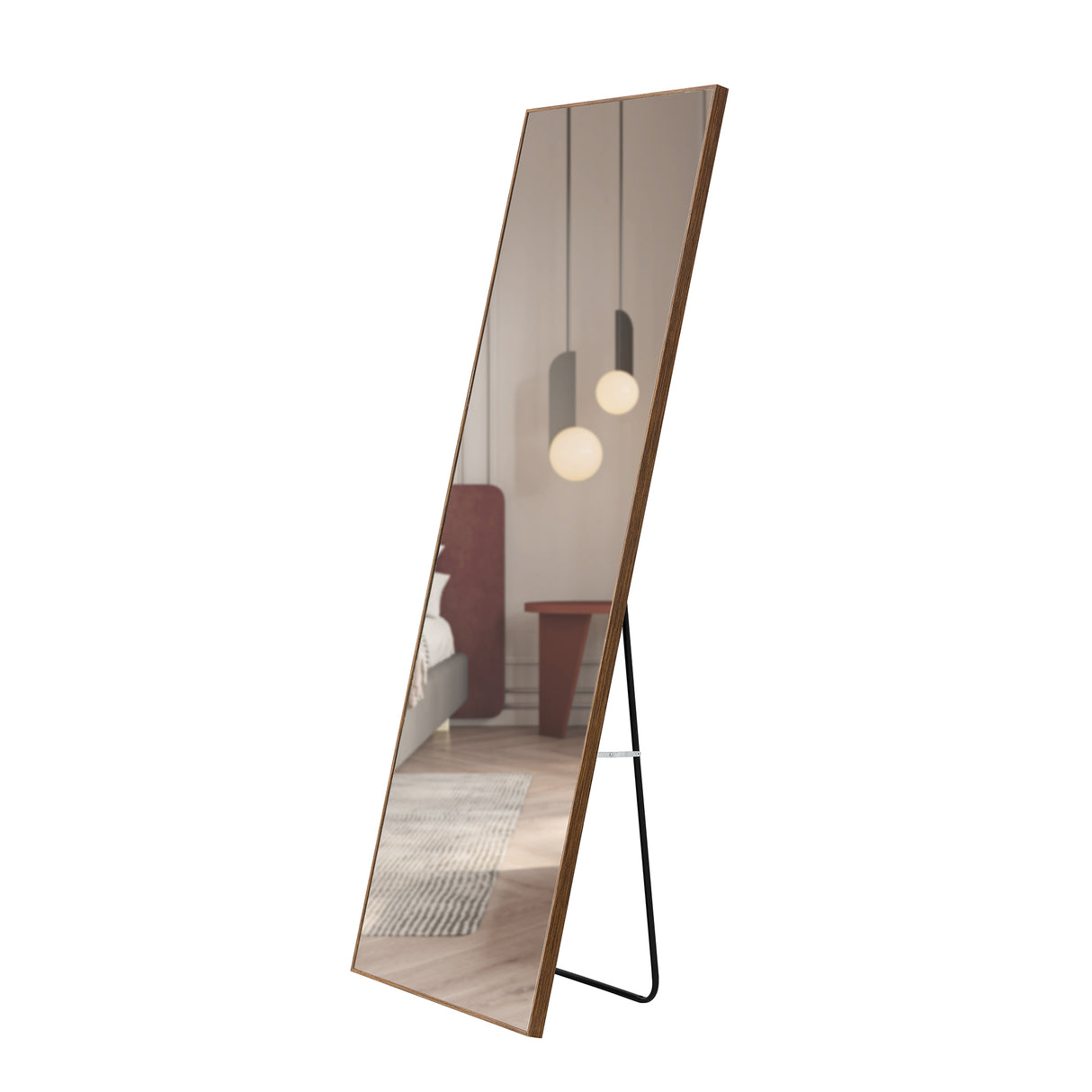 60x17 Brown Solid Wood Frame Full-length Mirror, Dressing Mirror, Bedroom Home Porch