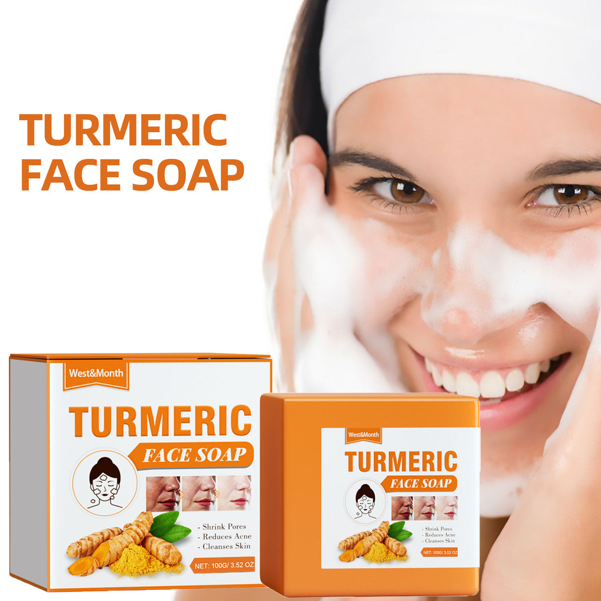 Turmeric Face Soap, Face Repair Gentle Cleansing, Fade Spots And Smooth Fine Lines Cleaner Soap - V.I.P Digital Presence