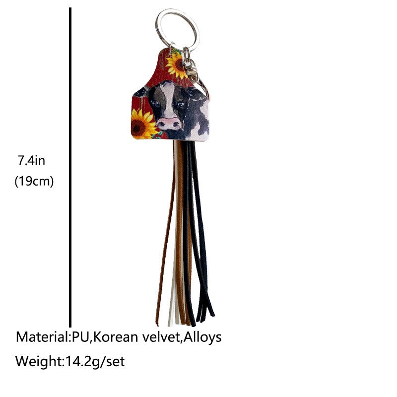 Handmade Popular Jewelry Western Farm Style Leather Keychain Cow Horse Deer Cow Brand Leather Tassels - V.I.P Digital Presence