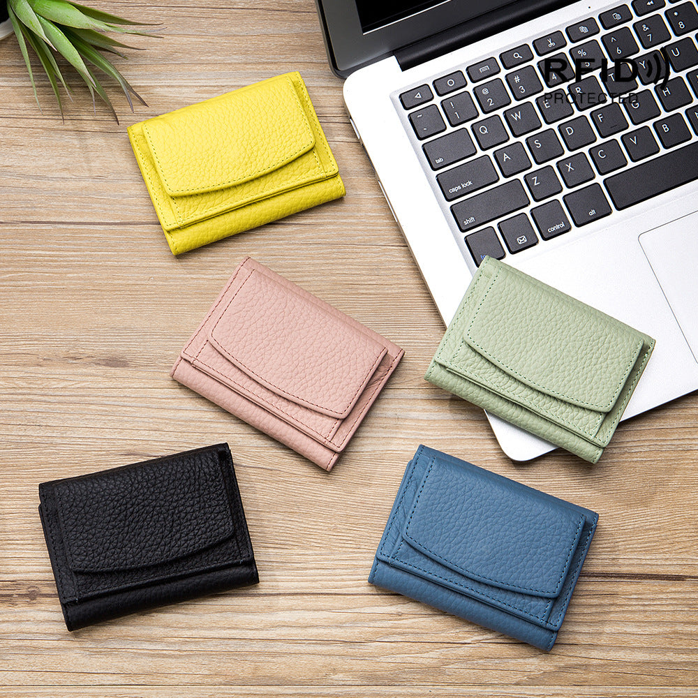 Small wallet women's genuine leather Japanese style fabric RFID coin bag wallet mini wallet short - V.I.P Digital Presence