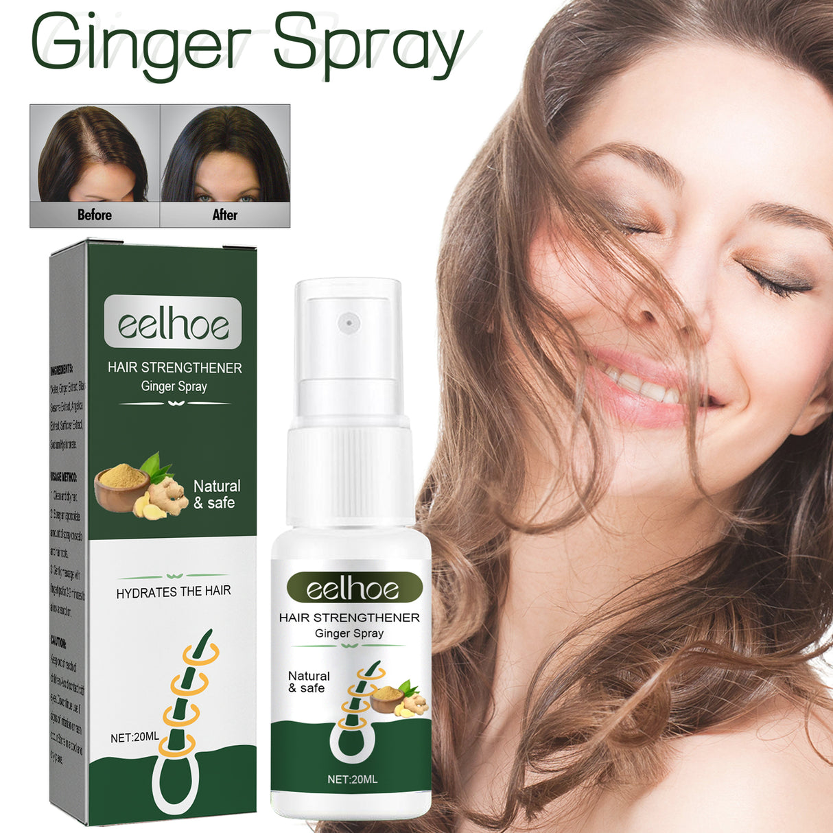 Ginger Dense Hair Spray Nourishes Hair Follicles, Prevents Hair Loss And Breaks, Moisturizes And Thickens Hair Spray - V.I.P Digital Presence