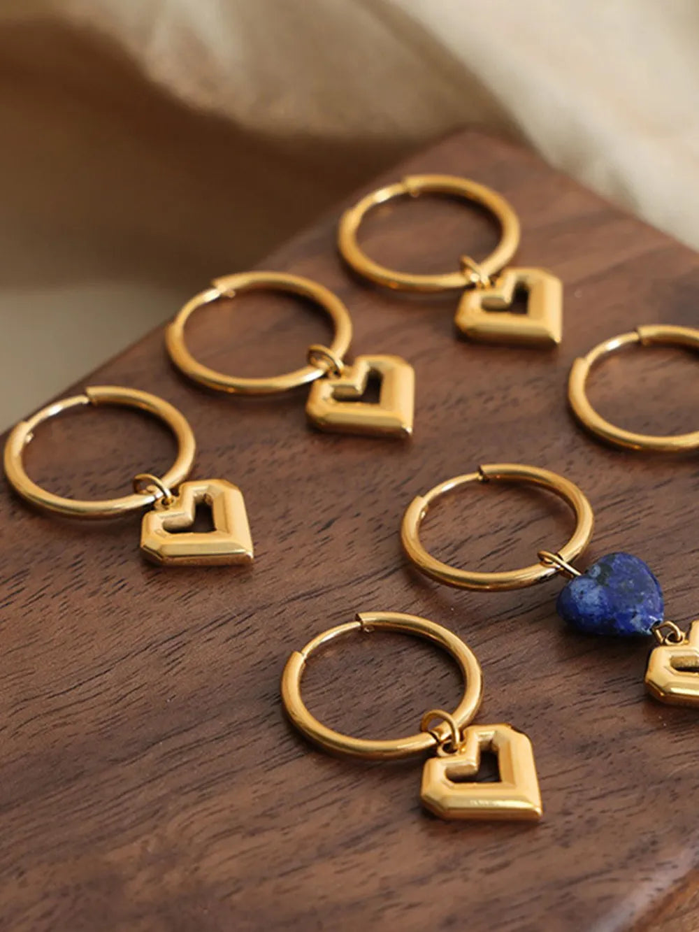 Heart Shape Lapis Lazuli Dangle Earrings - V.I.P Digital Presence
