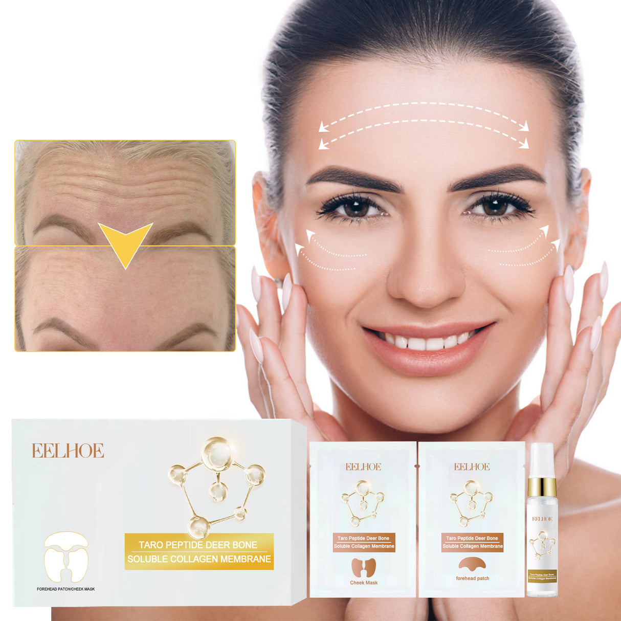 Collagen Membrane, Reduces Wrinkles, Smooths Forehead Fine Lines, Moisturizes And Tightens Skin Protein Membrane
