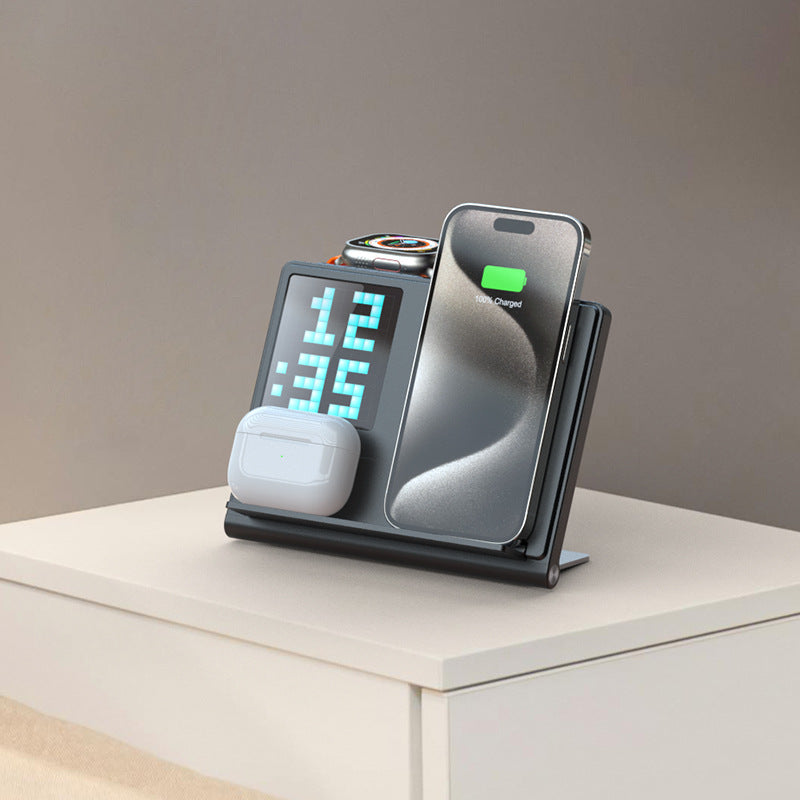 Trending Products Portable 5-in-1 Pixel Animation Foldable Wireless Charger Stand Pad for Mobile Phone Smart Watch Earphone - V.I.P Digital Presence