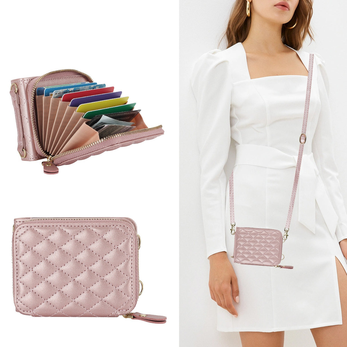 Suitable for Flip5 4 folding phone case fashion card insertion Samsung ZFlip6 crossbody small fragrant style phone leather cover - V.I.P Digital Presence