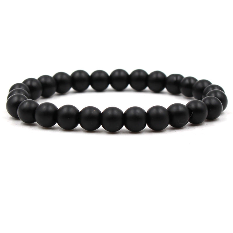 8mm matte black frosted stone malachite couple bracelet - V.I.P Digital Presence