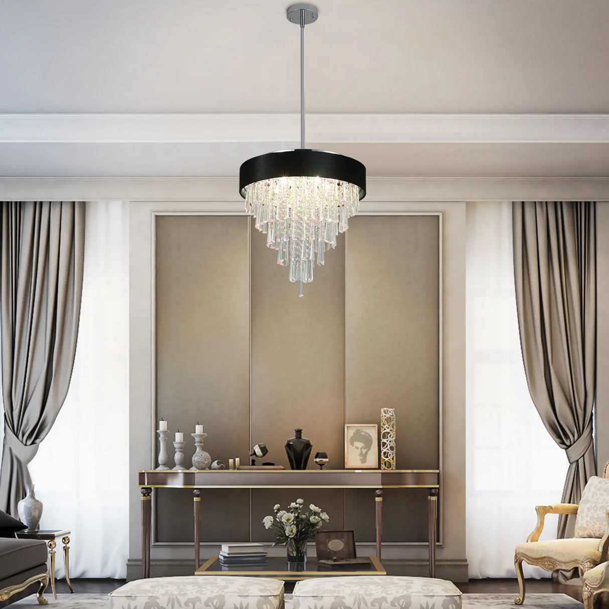 Modern Crystal Chandelier for Living-Room Round Cristal Lamp Luxury Home Decor Light Fixture