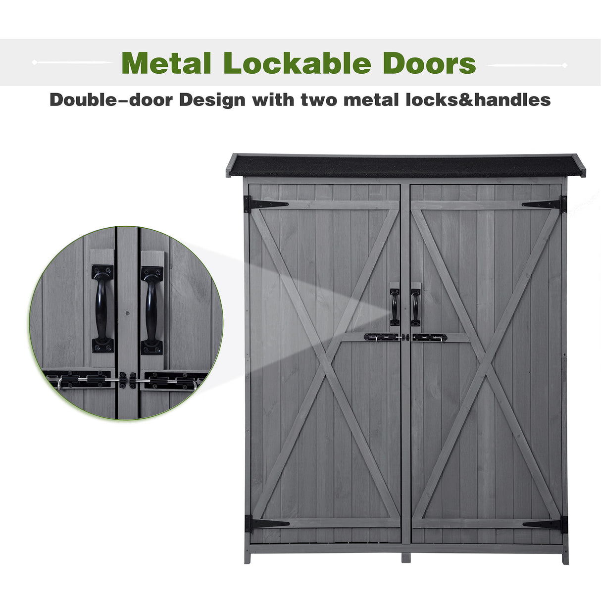 Outdoor 5.3ft Hx4.6ft L Wood Storage Shed Tool Organizer,Garden Shed, Storage Cabinet with Waterproof Asphalt Roof Gray - V.I.P Digital Presence