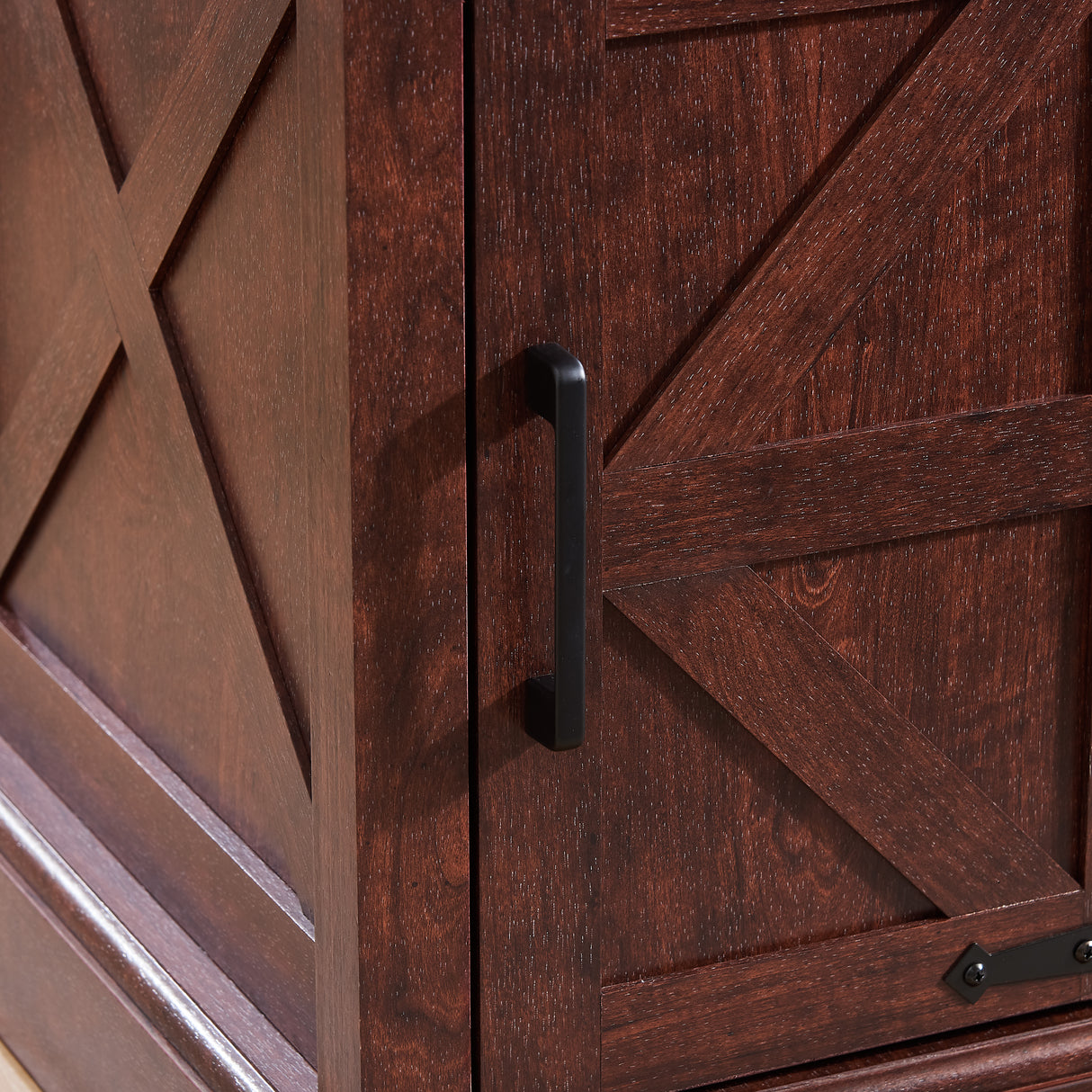 Farmhouse tea table bedside table rectangular farmhouse tea table with barn door and adjustable storage rack OAK - V.I.P Digital Presence