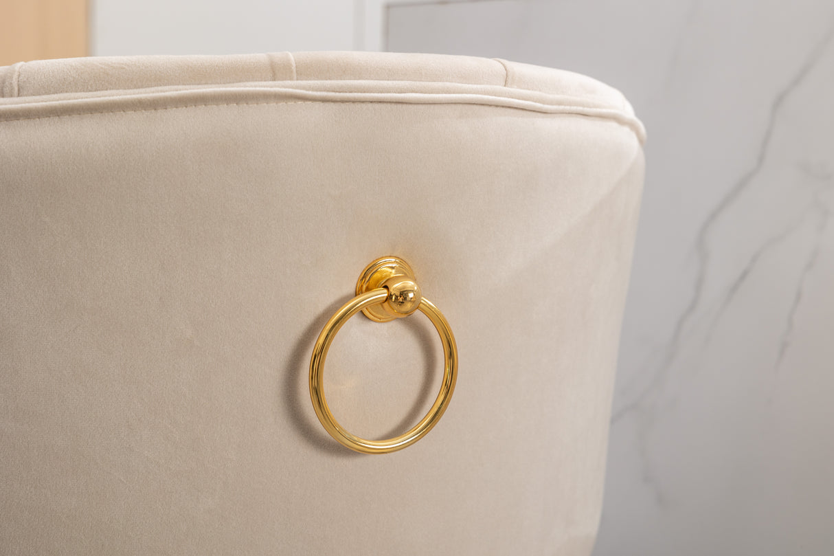 COOLMORE Counter Height Bar Stools Set of 2 for Kitchen Counter Solid Wood Legs with a fixed height of 360 degrees Beige