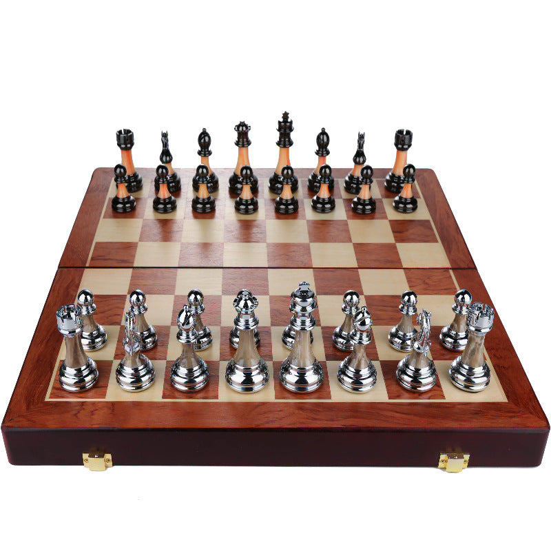 Solid wood folding chessboard imitation jade chess pieces Western chess retro European ornaments - V.I.P Digital Presence