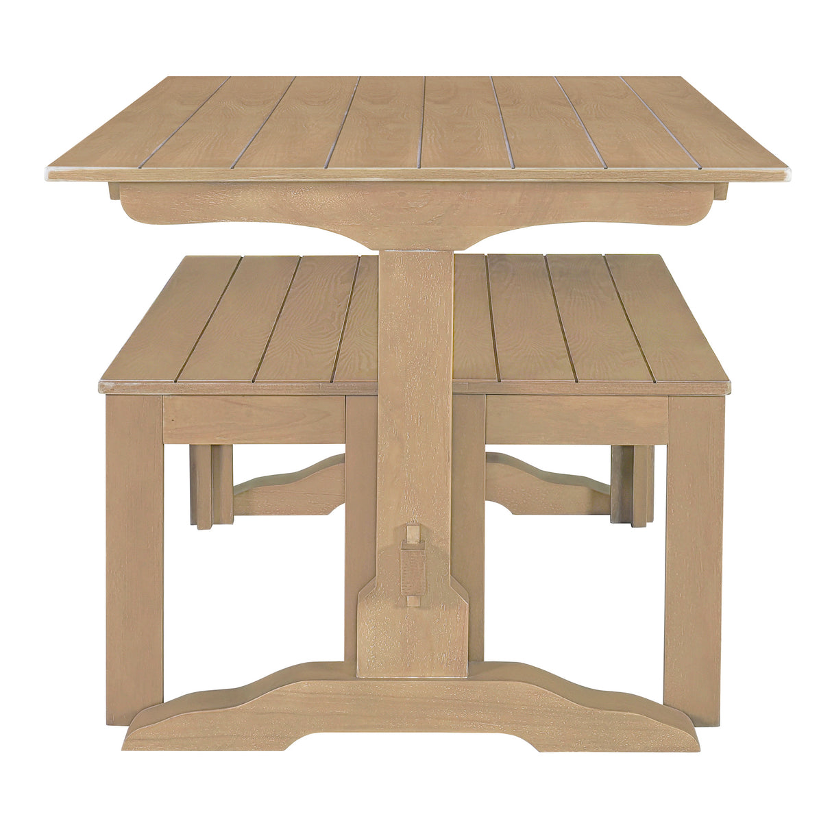 TREXM 3-piece retro dining table, rectangular stand table, and 2 4-person wooden stools (made of natural wood) - V.I.P Digital Presence