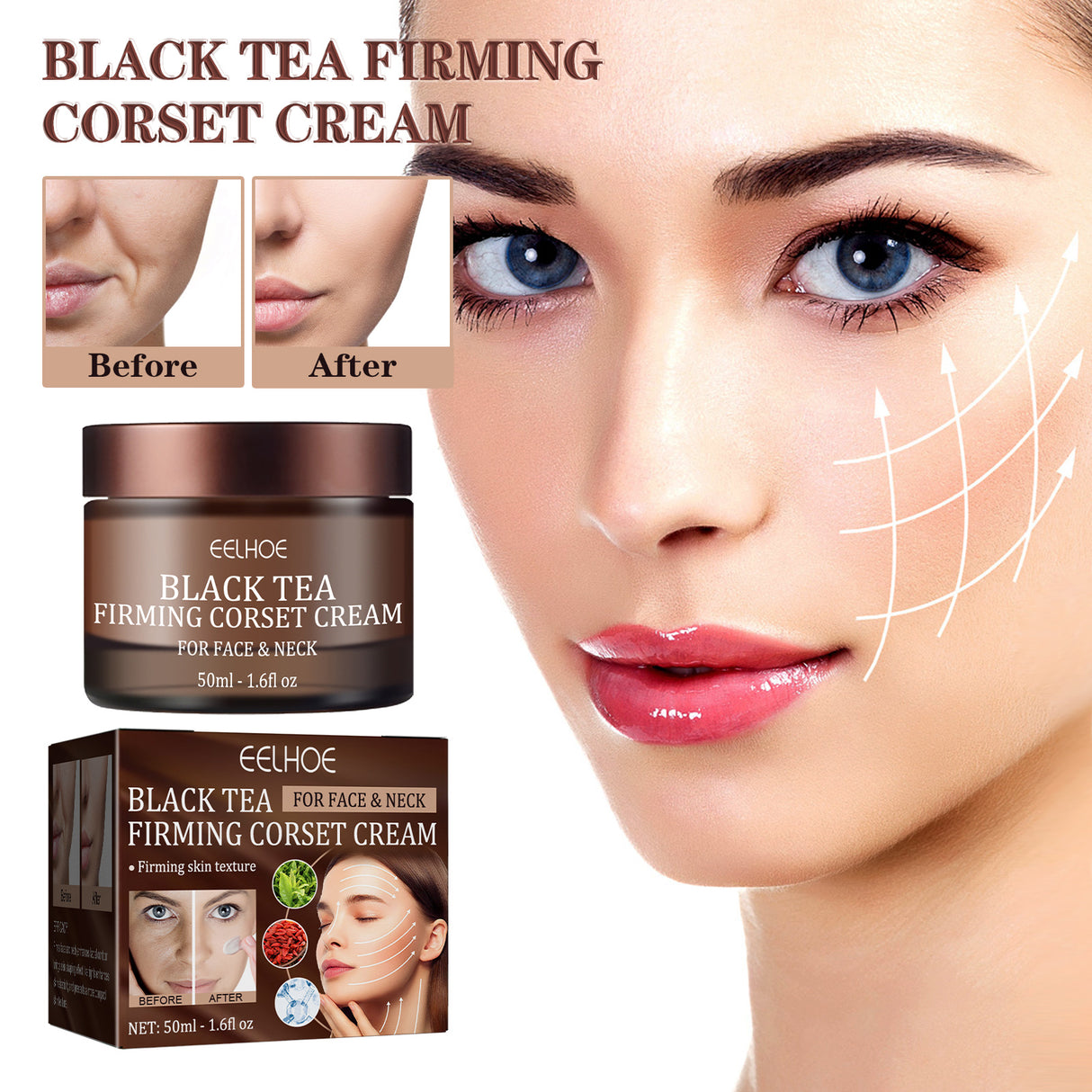 Black Tea Firming Moulding Face Cream, Moisturizing Softening Skin Firming Shrinking Pore Face Cream - V.I.P Digital Presence