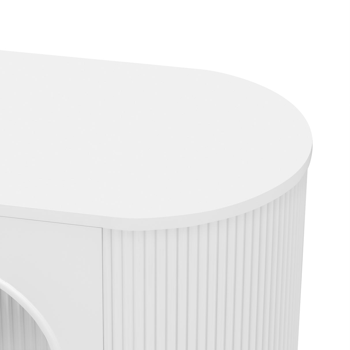 U-Can Modern TV Stand for TVs up to 80 Inches, Entertainment Center with 4 Cabinets, Wood with Metal Legs and Handles White - V.I.P Digital Presence