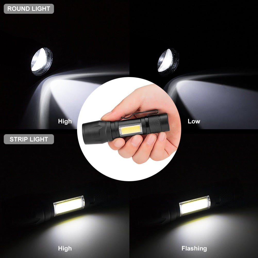 COB LED Flashlight Super Bright Waterproof Handheld Flashlights Torch Pocket Work Light for Emergency Lighting - V.I.P Digital Presence