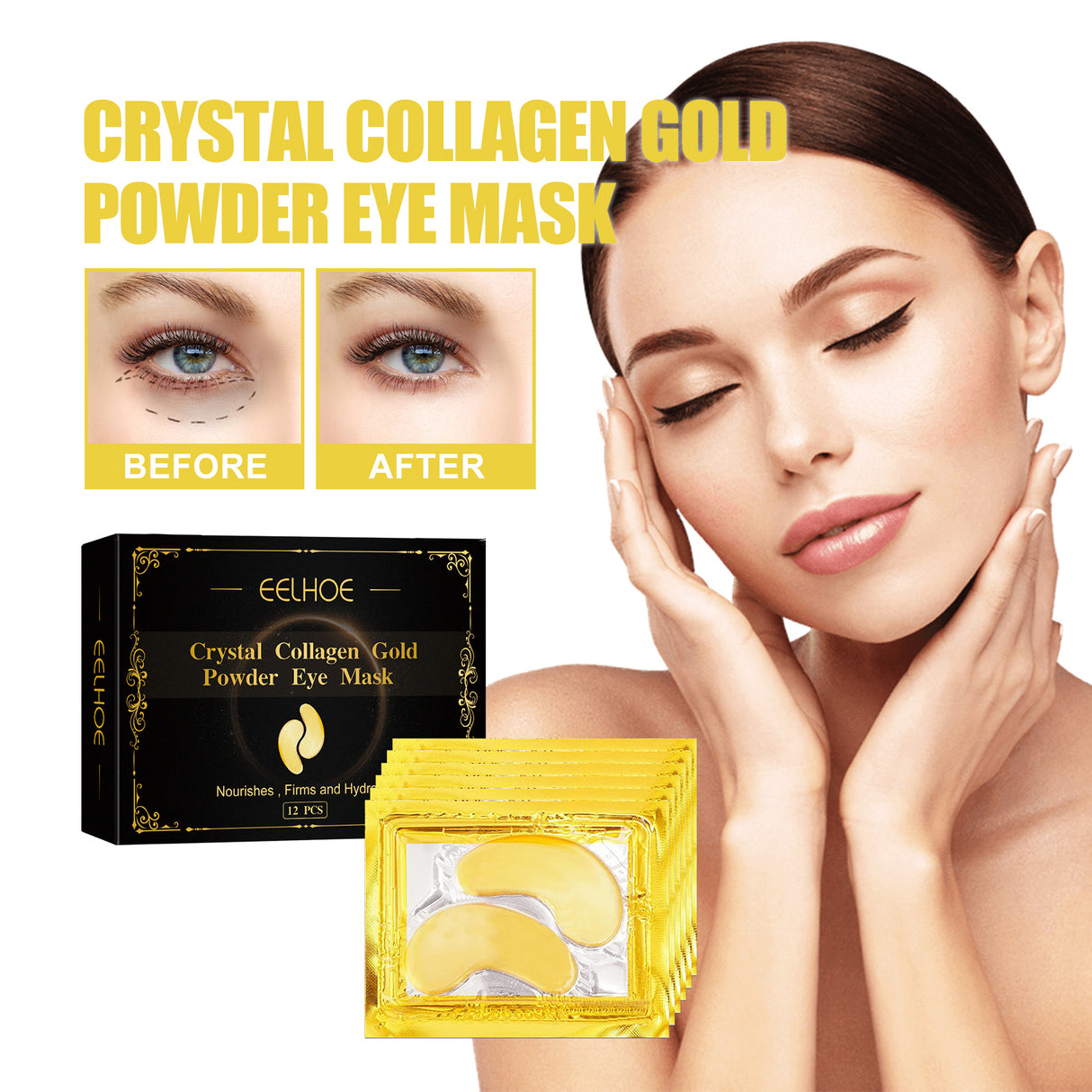 Collagen Gold Eye Mask Firming Eye Pattern Patch Overnight Dark Circles Under Eye Elastic Repair - V.I.P Digital Presence