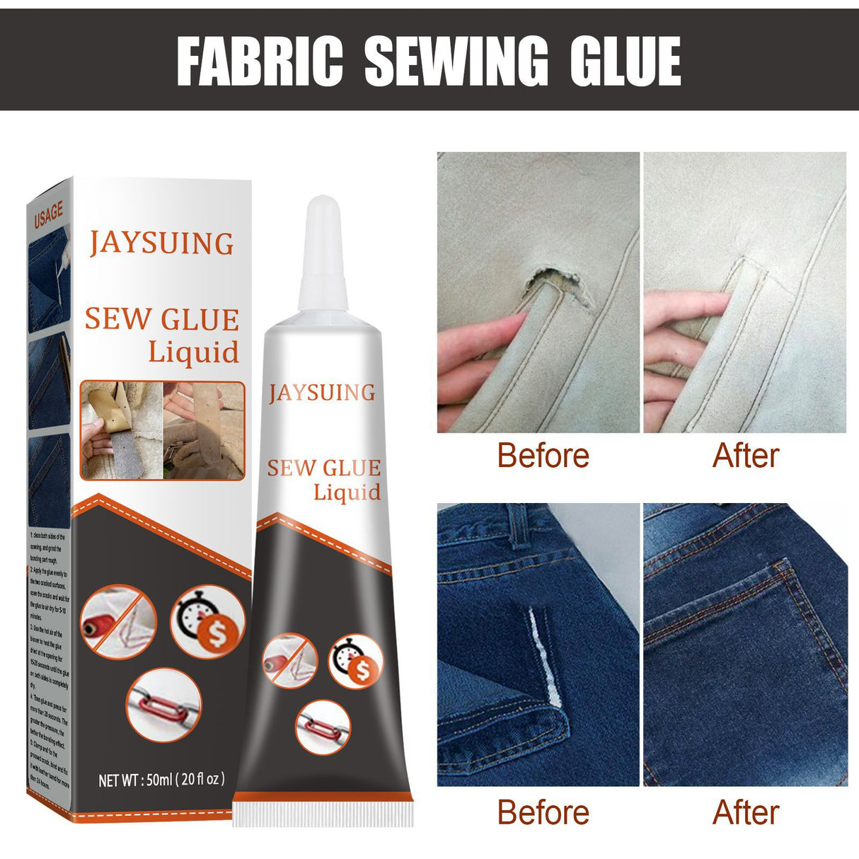 Jaysuing Cloth Repair Glue White Seam Glue Clothing Repair Glue Washable Ironing Cloth Adhesive Glue - V.I.P Digital Presence
