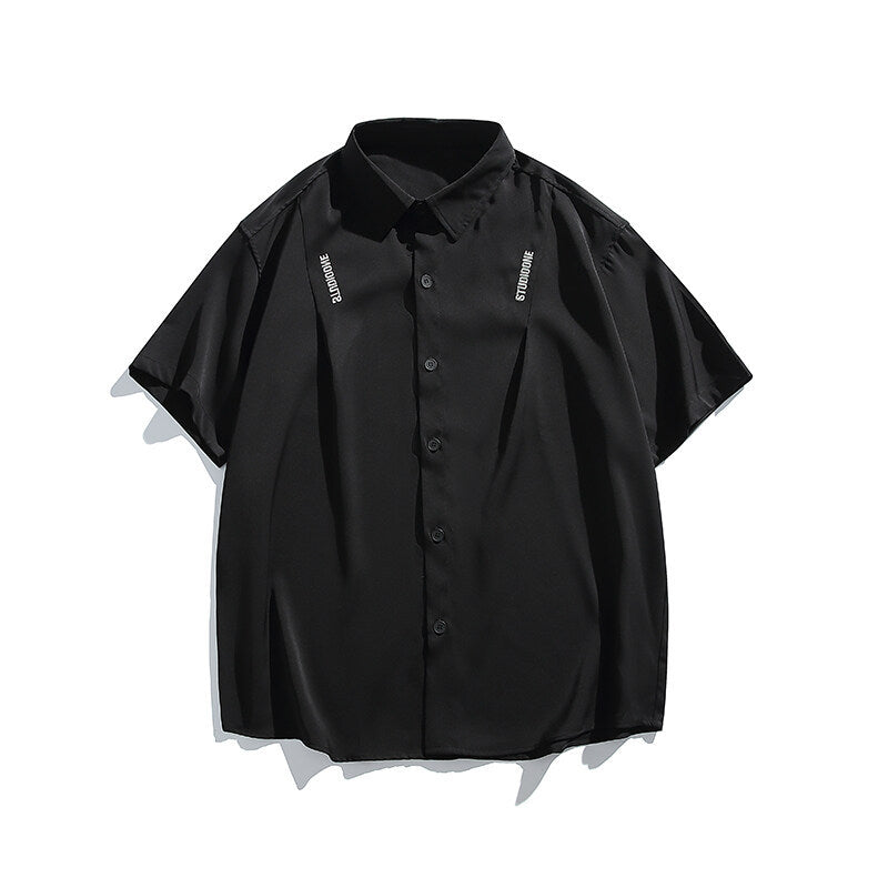 Letter embroidery loose casual short sleeved shirt for men - V.I.P Digital Presence