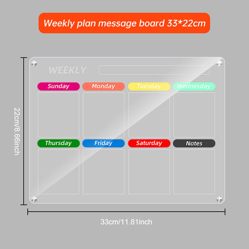 Acrylic message board magnetic refrigerator sticker household erasable calendar transparent note display board - V.I.P Digital Presence