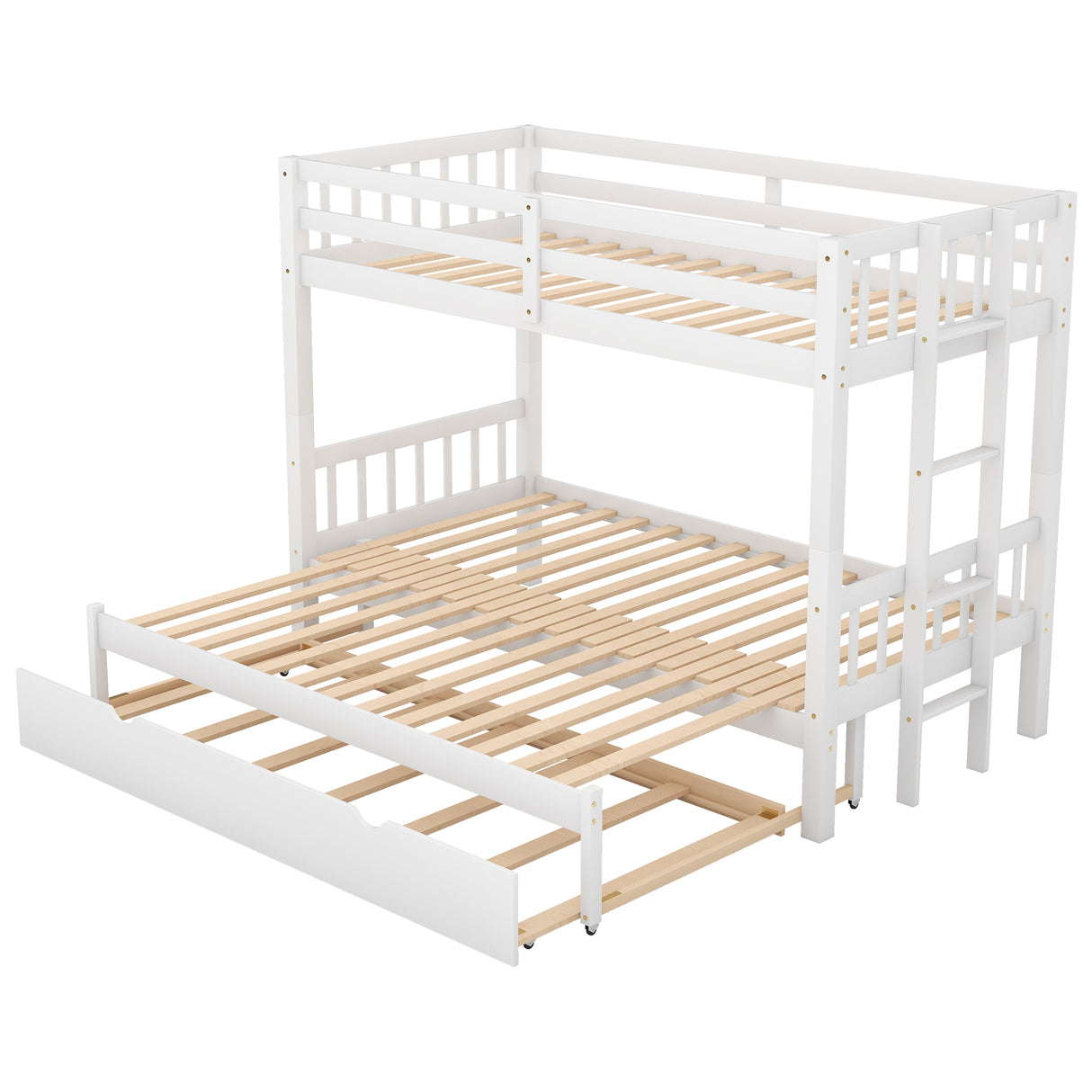 Twin over Pull-out Bunk Bed with Trundle White